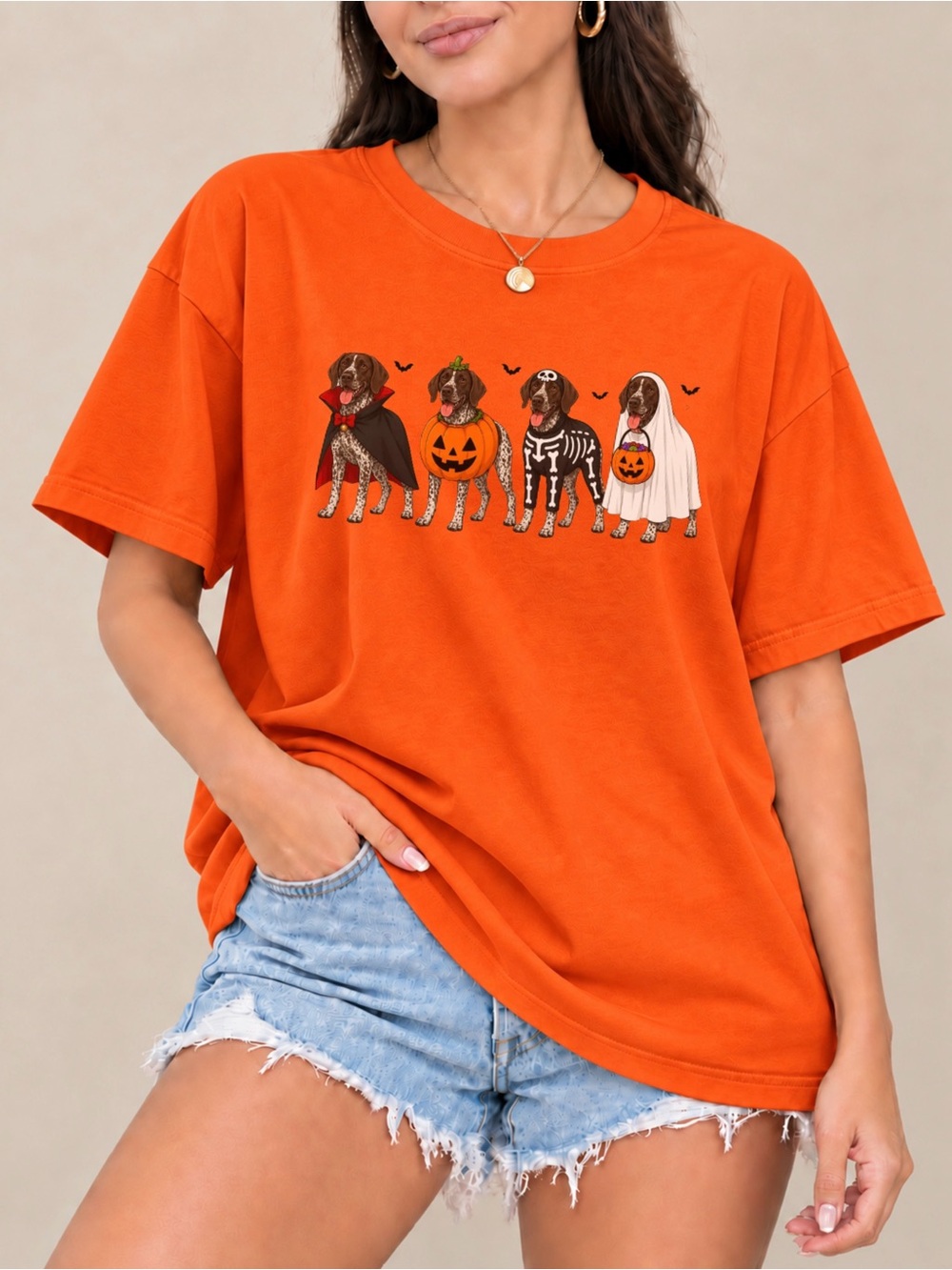 Halloween German Shorthaired Pointer Tee Cute Pumpkin Ghost Dog Unisex T-shirt